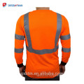 Amarillo o naranja ANSI reflexivo Hi Vis camiseta de seguridad de manga larga de alta visibilidad con bolsillo en el pecho